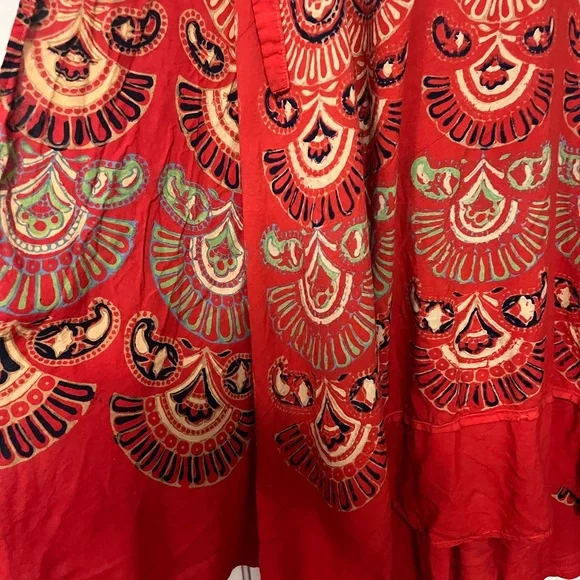 Indian Hand Printed Red Skirt - Picture 4 of 4